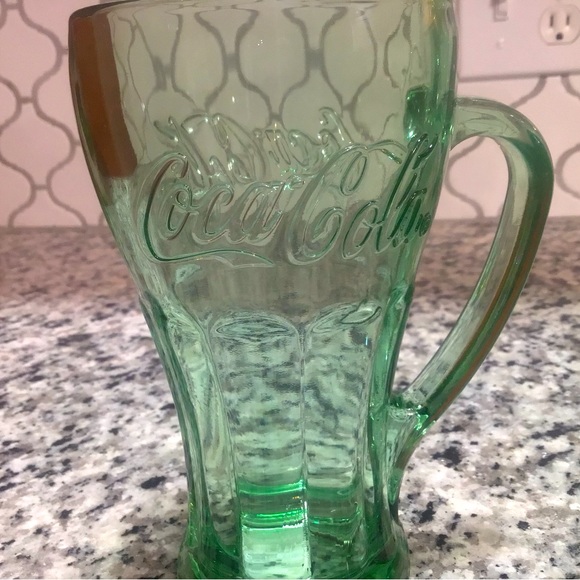 Set of 4 Vintage Coca-Cola Thick Green Glass Mugs with Handle - Picture 2 of 10